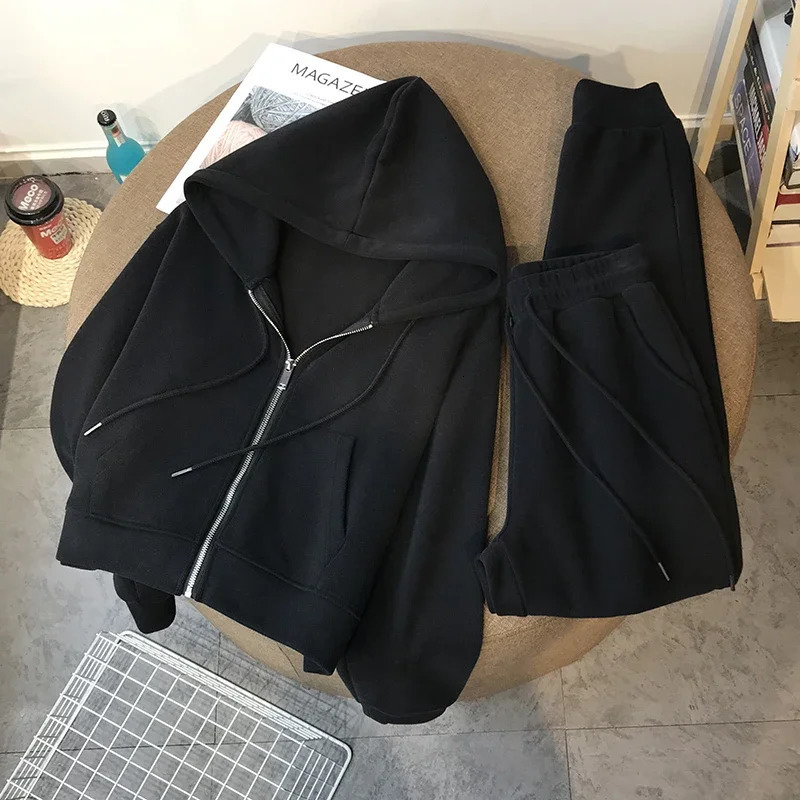 Spring Autumn Short Hoodie Set Fashion Ins Sportswear Women Track Suit Casual Two-Piece Sports Suit Loose Outfit 240807