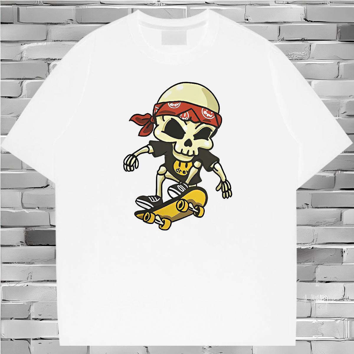 Customized Man T Shirts skull Tshirts 230g Cotton Hip Hop Street Classic Floral Print Breathable Men Tees