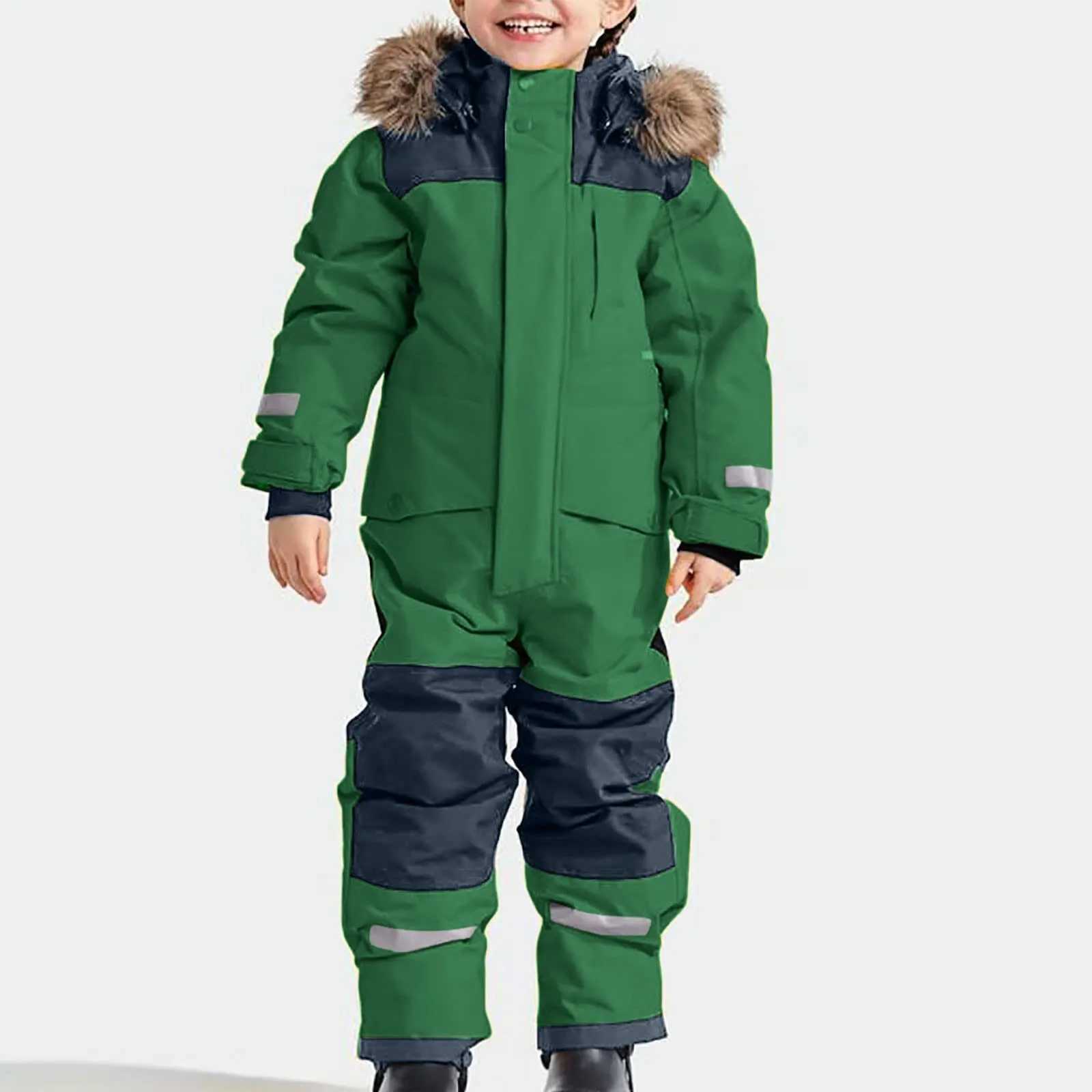 Children Snowsuits Ski Jumpsuit Ski Suit Boys Girls Winter Warm Outdoor Fleece Overalls Windproof Kids Skiing Snowboarding Suit Y240803