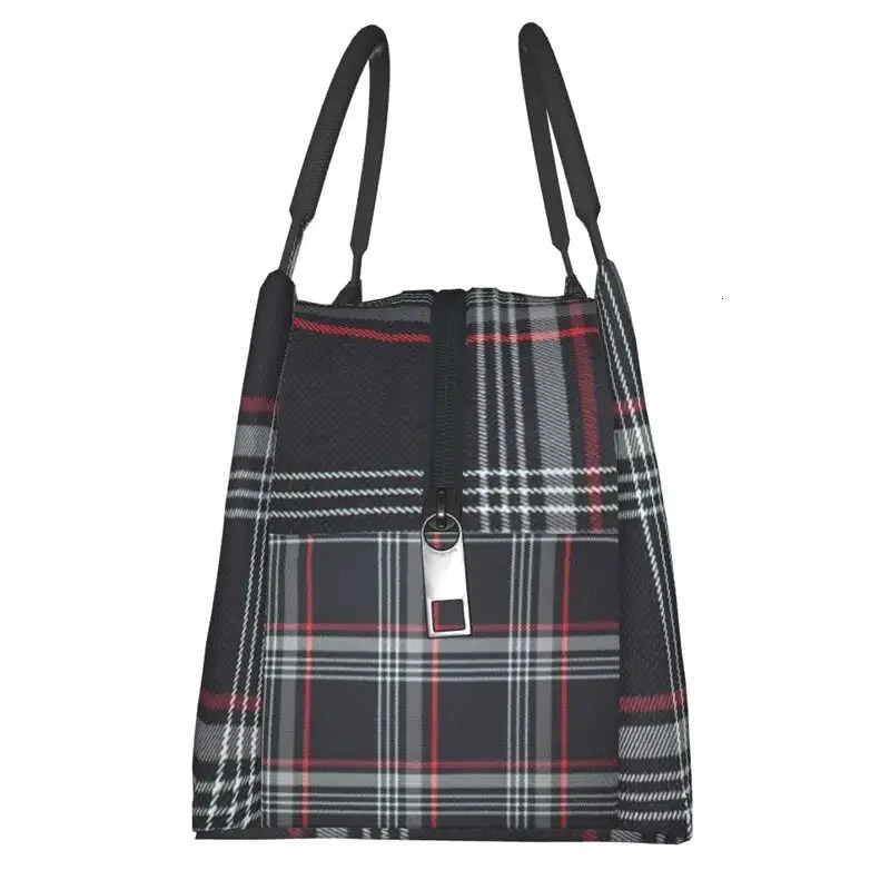 GTI Tartan Plaid Pattern Insulated Lunch Bags Women Leakproof Geometric Textured Thermal Cooler Bento Box Office Picnic Travel 240805