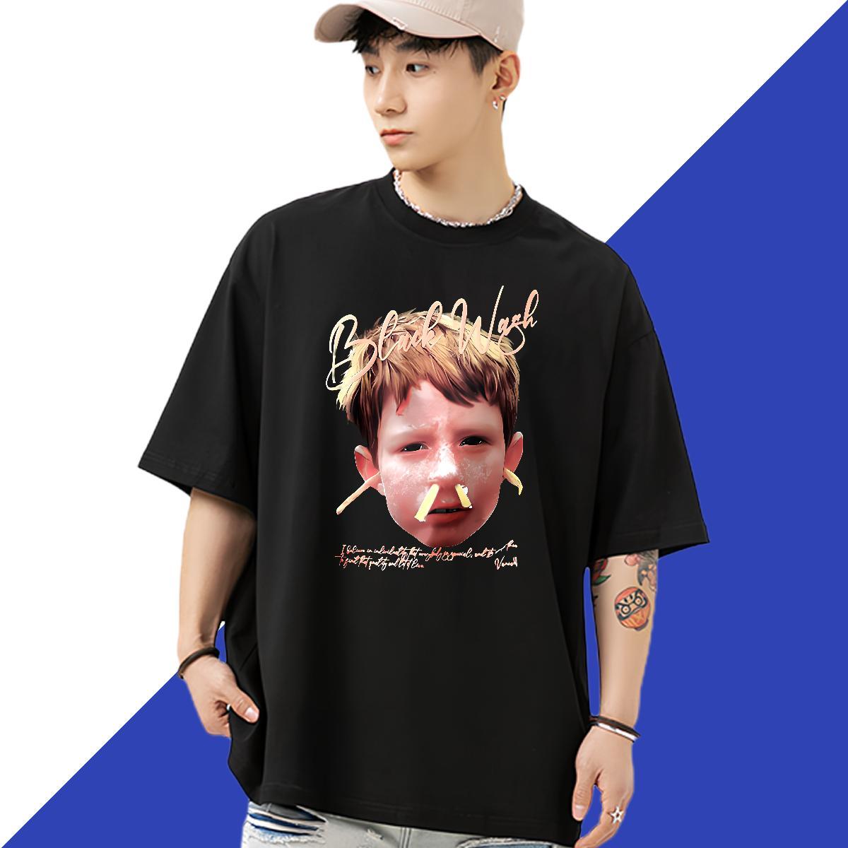 Stylist Man T Shirts portrait Clothings 100% Cotton 230g Hip Hop Street Wholesale Plus Size Cartoon Short Sleeve Soft Tshirt for Man Woman