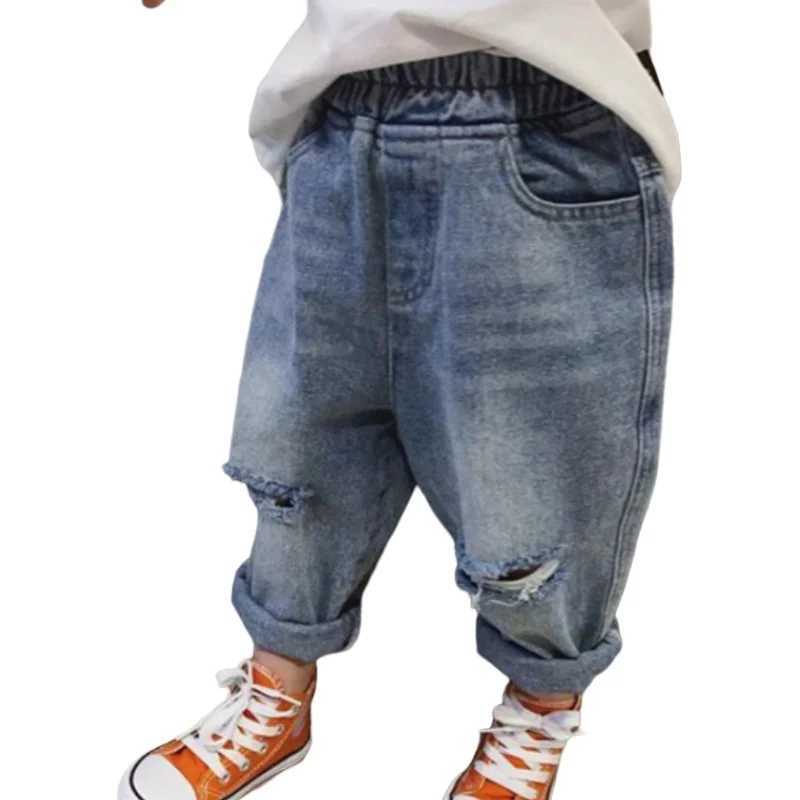 Jeans Boys Jean Pants Long Trousers Cotton 2024 Blue Spring Autumn Babys Kids Pants High Quality Childrens Clothing