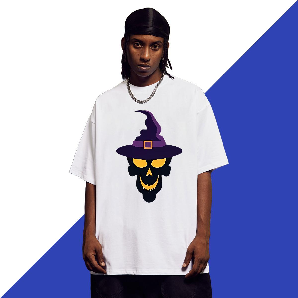 Brand T Shirts Men skull Tops 230g 100% Cotton Beach Soft Custom Printing Round Neck Short Sleeve Men Clothes T-Shirt