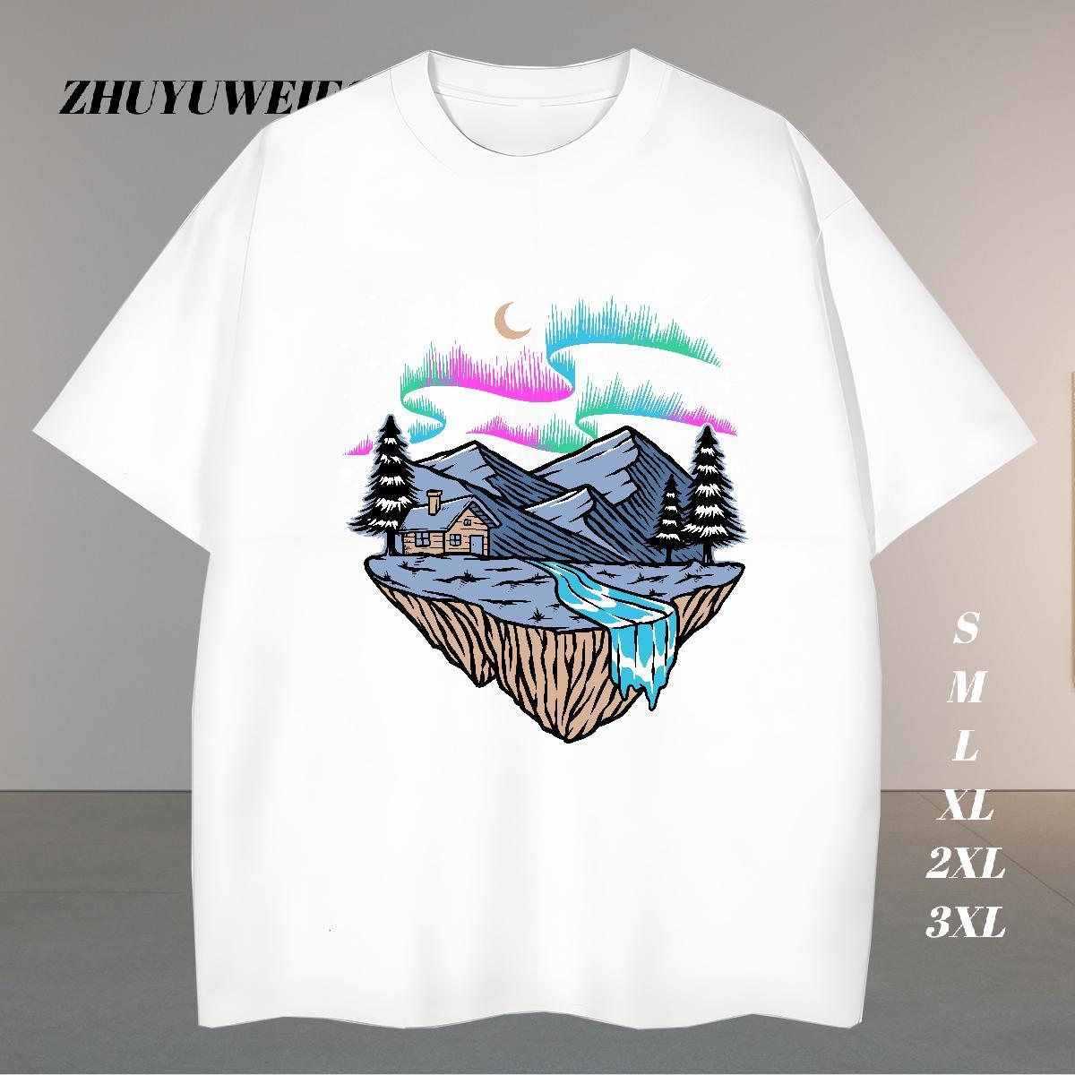 Fashion Designer T Shirt For Man mountains Tops Shirt 100% Cotton 230g Street Wear Soft Black White Breathable Short Sleeve Tshirts