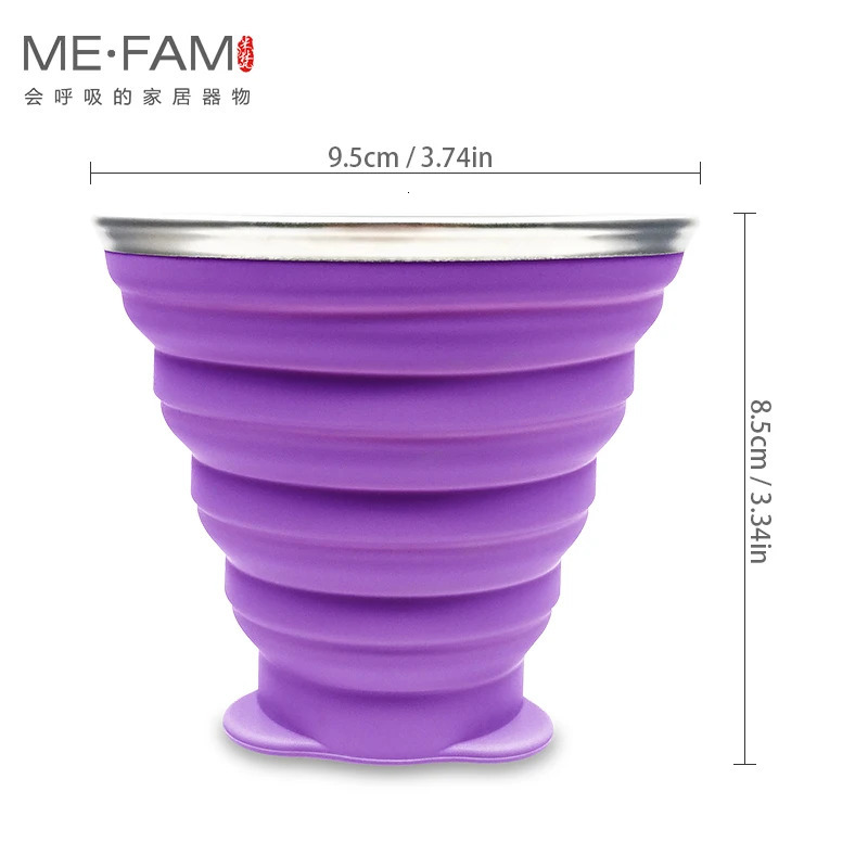 270ml silicone foldable travel with lid expandable drinking outdoor sports portable water cup set 4 sets Z260202