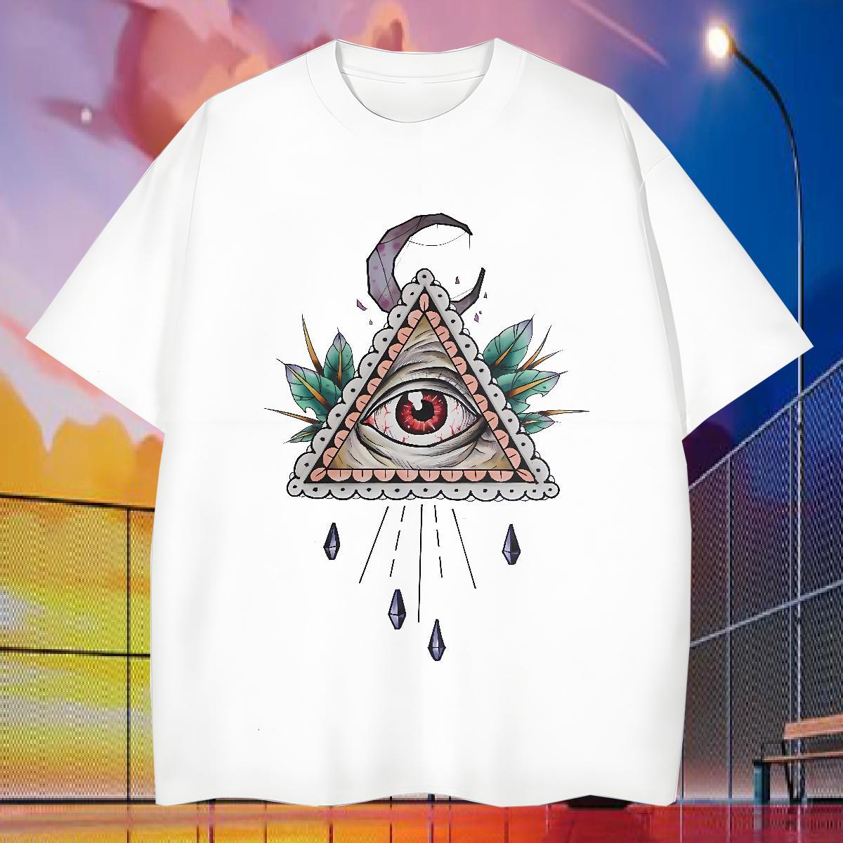 Wholesale T-Shirts eye of the devil Top Tees 230g Cotton Spring Summer Cool Design DIY Printed Breathable Crew Neck Men Tshirts