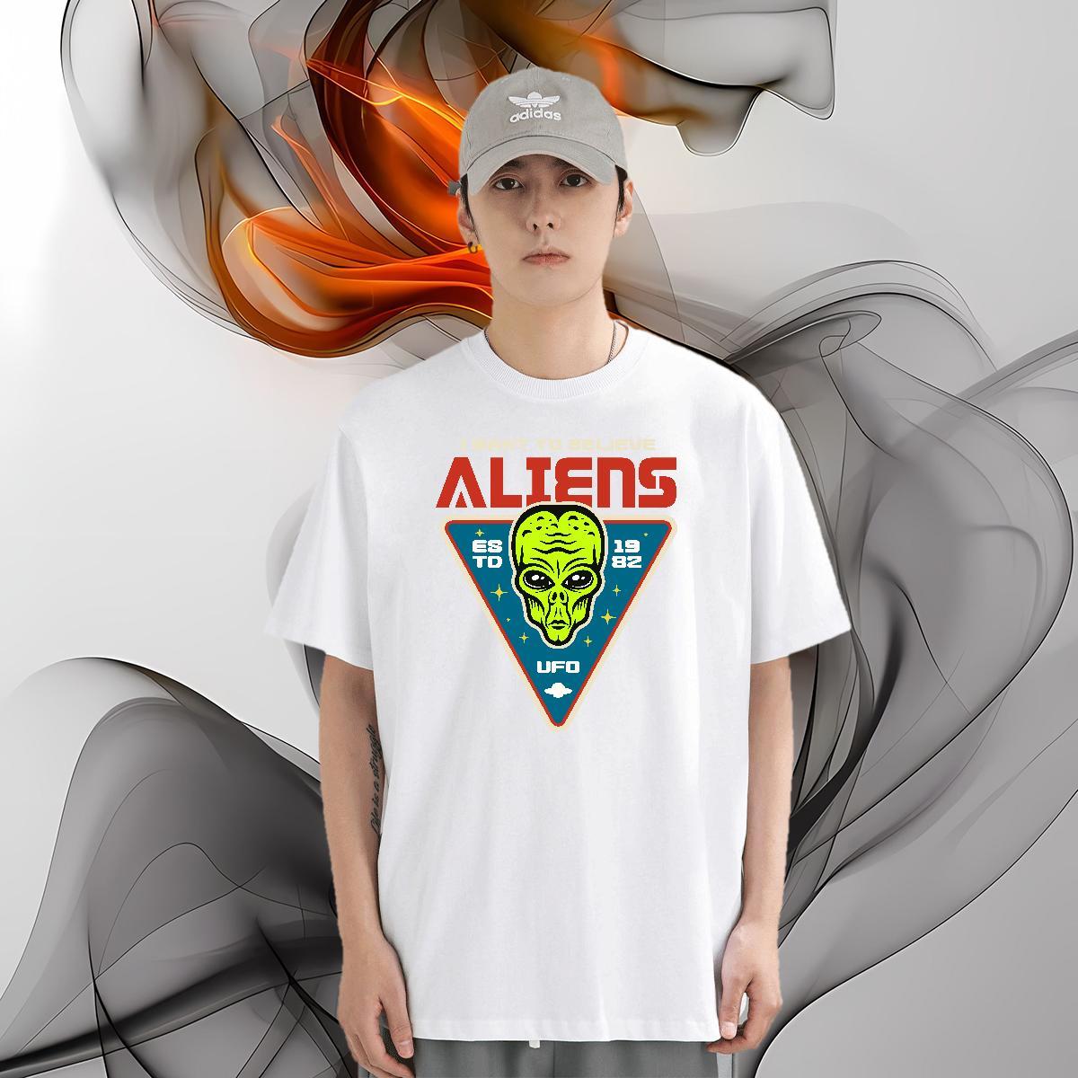 Fashion New T shirt ET Tshirts 230g Pure Cotton Anime Printing Street Designer Custom Print Plus Size Crew Neck Men Clothes T-Shirt