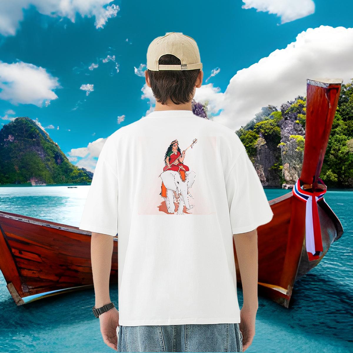 2024 T-Shirts for Men elephant Tshirts 230g 100% Cotton Casual Beach Brand Cartoon Printing L-4XL Pure Cotton Men Tees