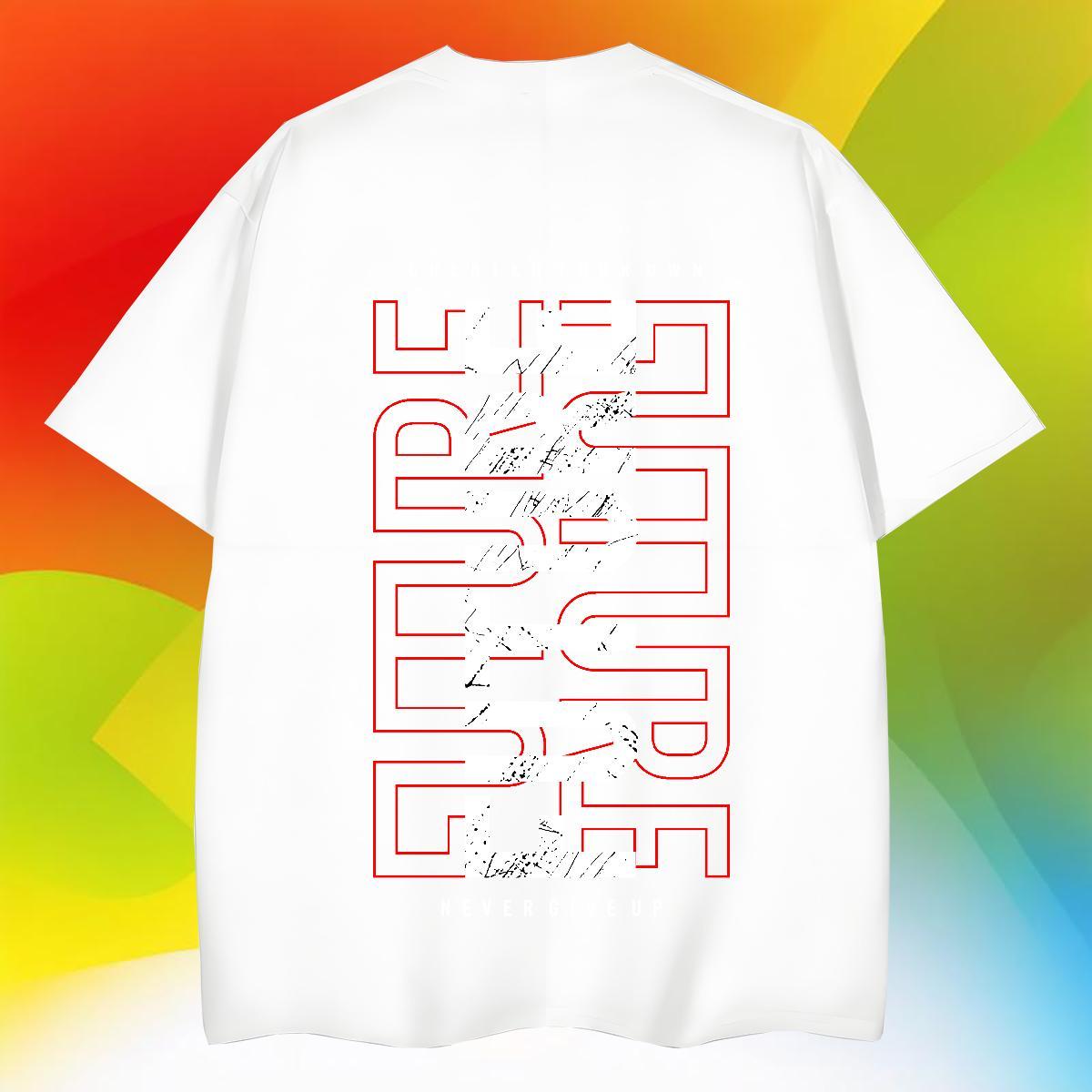 Fashion New Men T Shirts letter Tees 230g 100% Cotton High Street Hip Hop TOP Quality Anime Print Breathable Short Sleeve Men Clothes T-Shirt