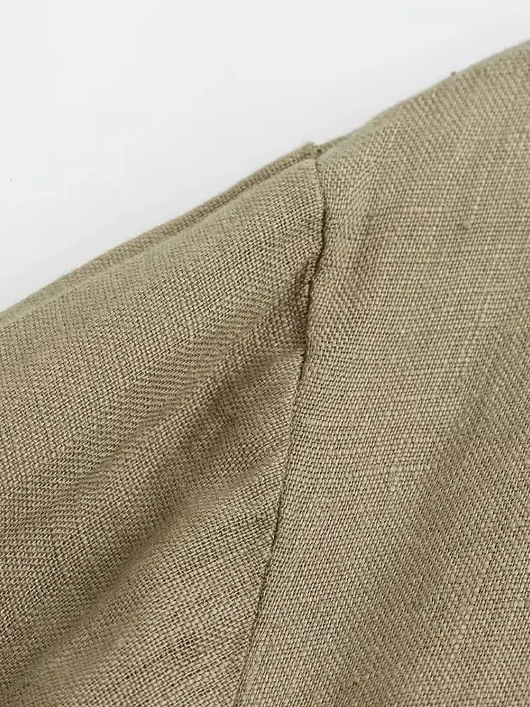 Nlzgmsj TRAF Khaki Shirt Midi Dress Woman Belt Button Long Dress Women Office Dresses for Women Turn Up Sleeve Casual Dress 240807