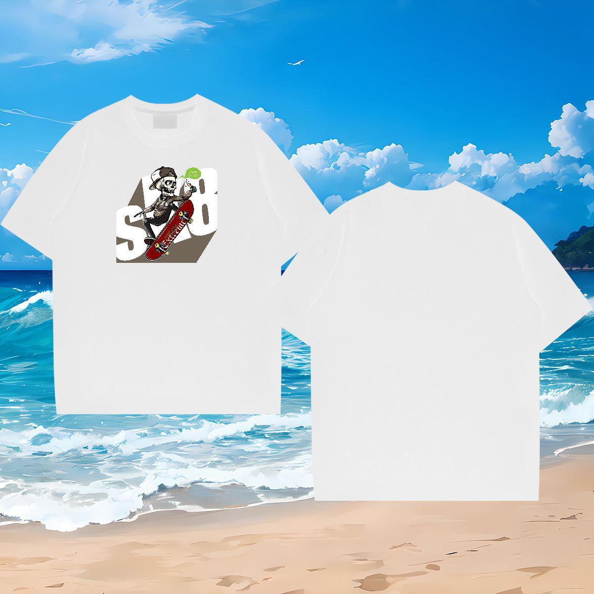 Fashion Designer Man T Shirts skull Clothes 100% Cotton 230g Hip Hop Cool Custom Printed Pure Cotton Men Tops Tees