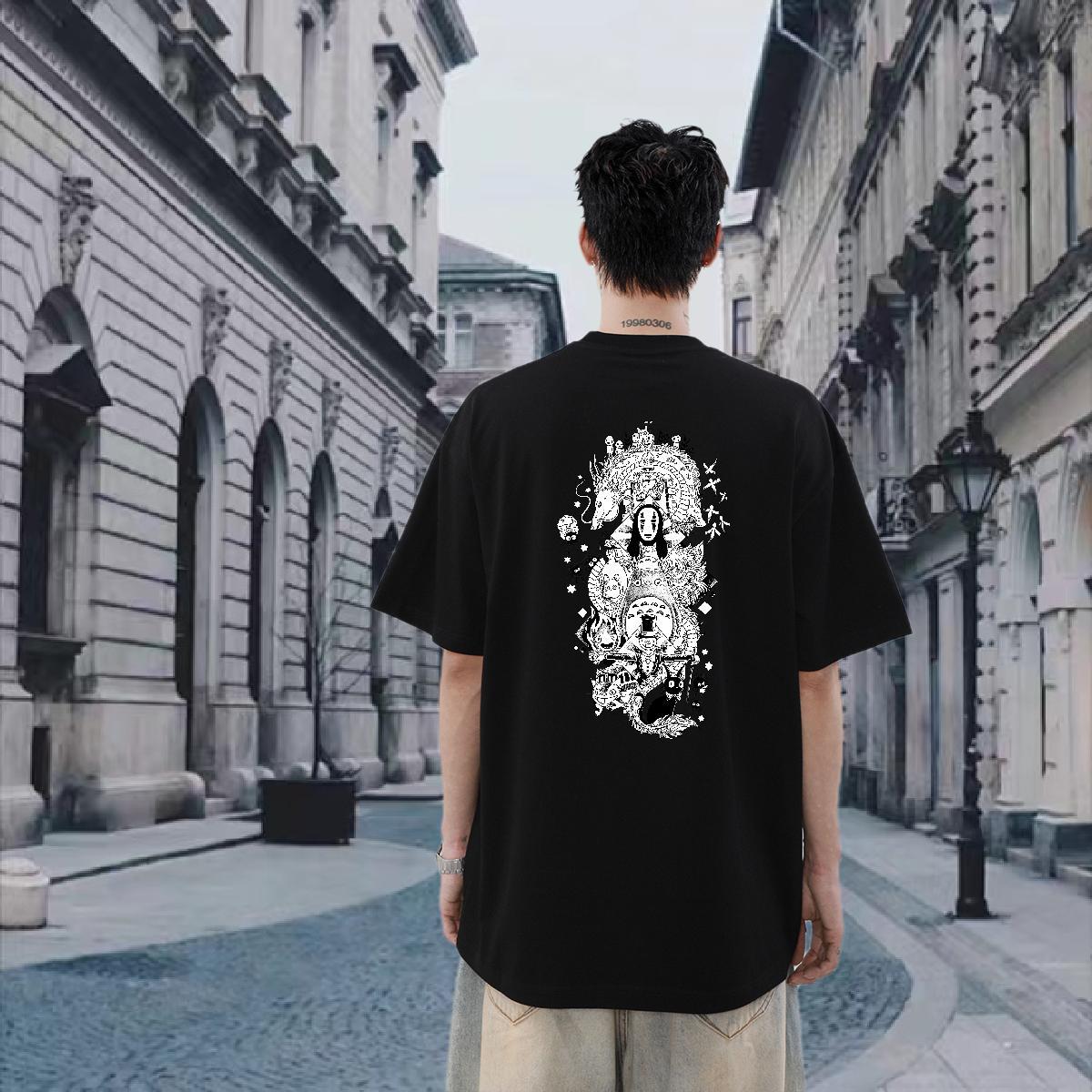 DIY T-Shirts eye of the devil Tops Shirt 230g Pure Cotton Anime Printing Street High Quality Cartoon Printing L-4XL Crew Neck Men Tshirts