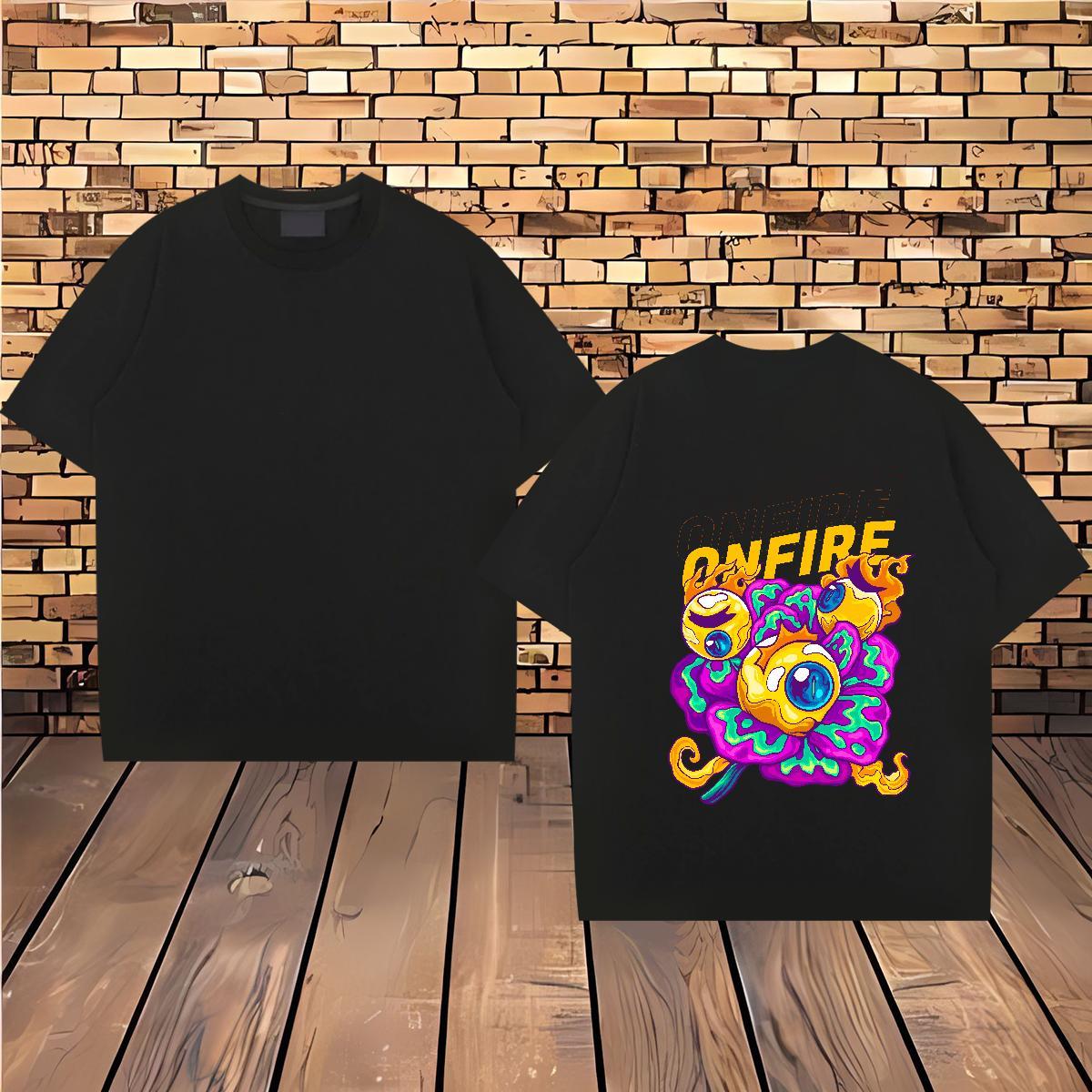 Fashion T Shirts Men ET Top Tees 230g Cotton Spring Summer Loose Cartoon Printing L-4XL Breathable Crew Neck Men Tops Tees