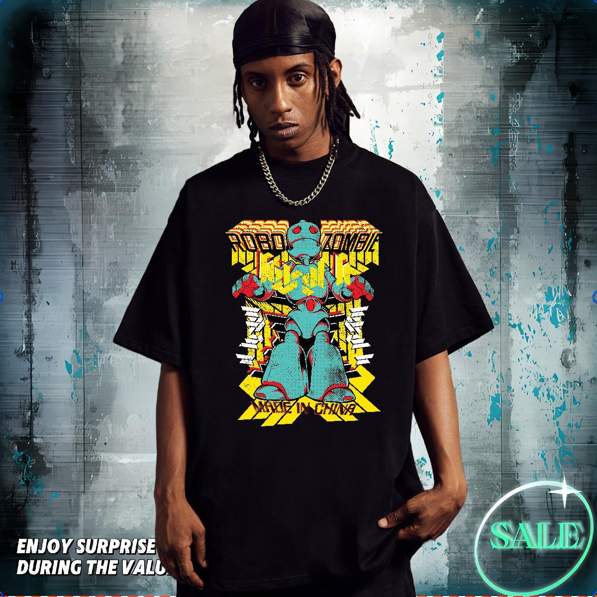DIY Man T Shirts ET Tops Shirt 230g Cotton Anime Printing Street Popular Graphic Pure Cotton Tshirt for Man Woman