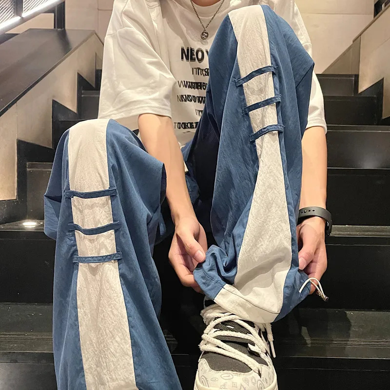 Summer Trendy Casual Long Pants For Men Ice Silk Heavenly Smooth Wide Leg Loose And Thin Style Straight Fashion Legging 240806