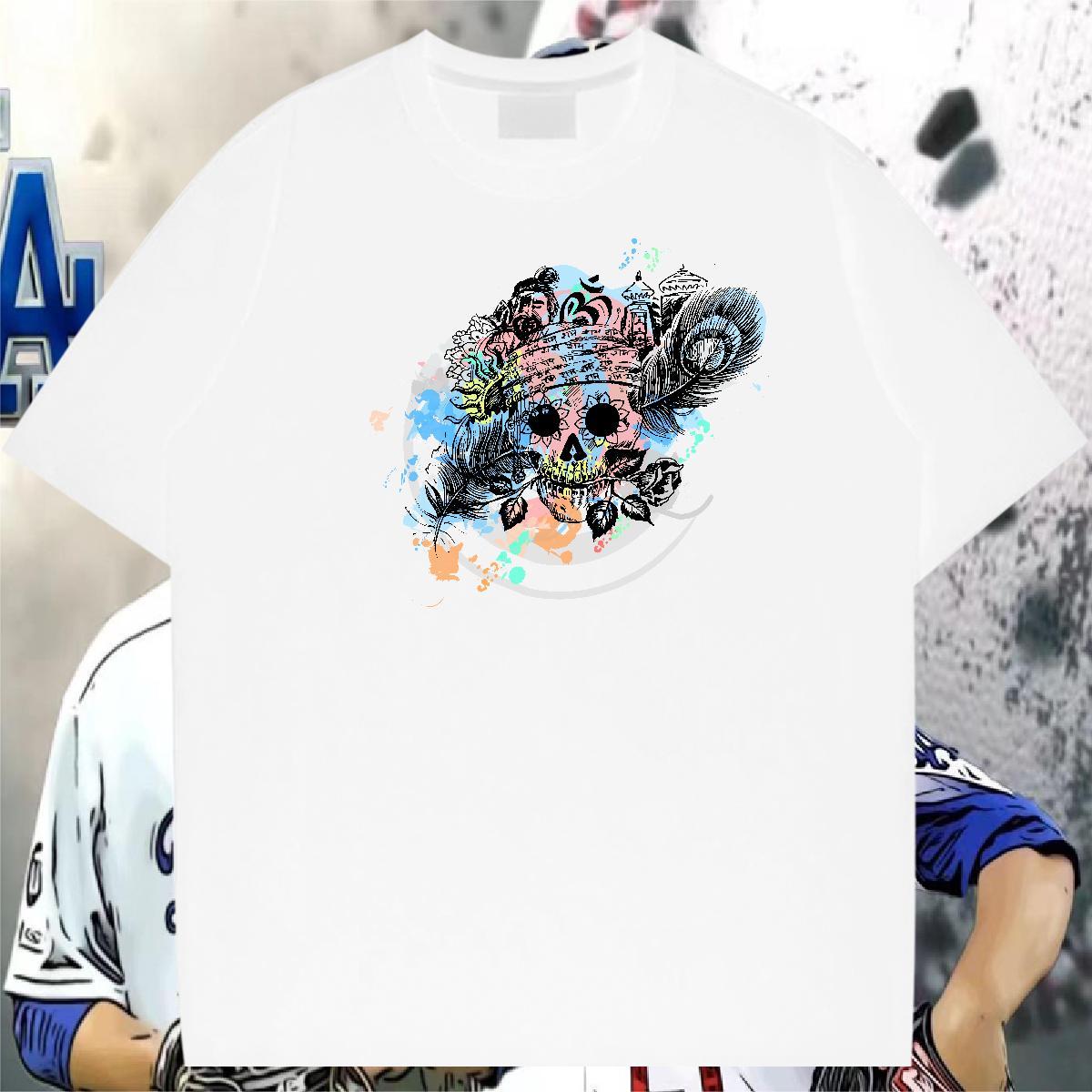 Fashion Design T shirt skull Tshirts 230g Pure Cotton Summer Casual Soft Cartoon Printing L-4XL Breathable Tshirt for Man Woman