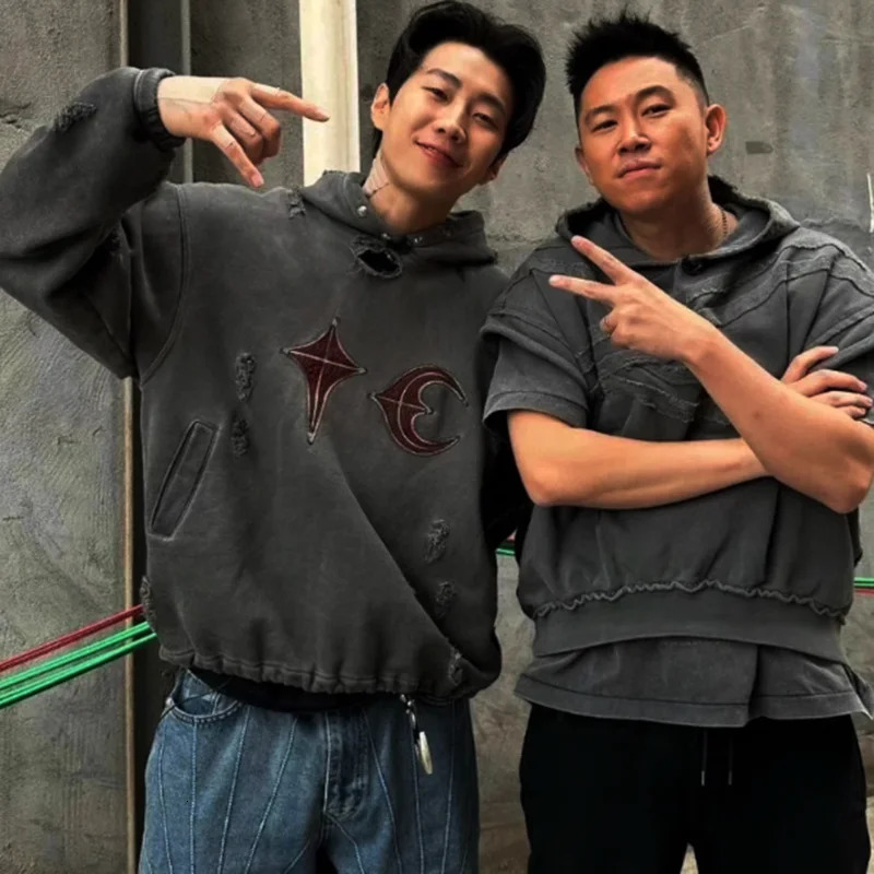 Frayed Damaged Washed Ropa Hombre Y2k Baggy Sweatshirts for Men and Women Pullover Oversized Sudaderas Casual Hooded Hoodies 240806