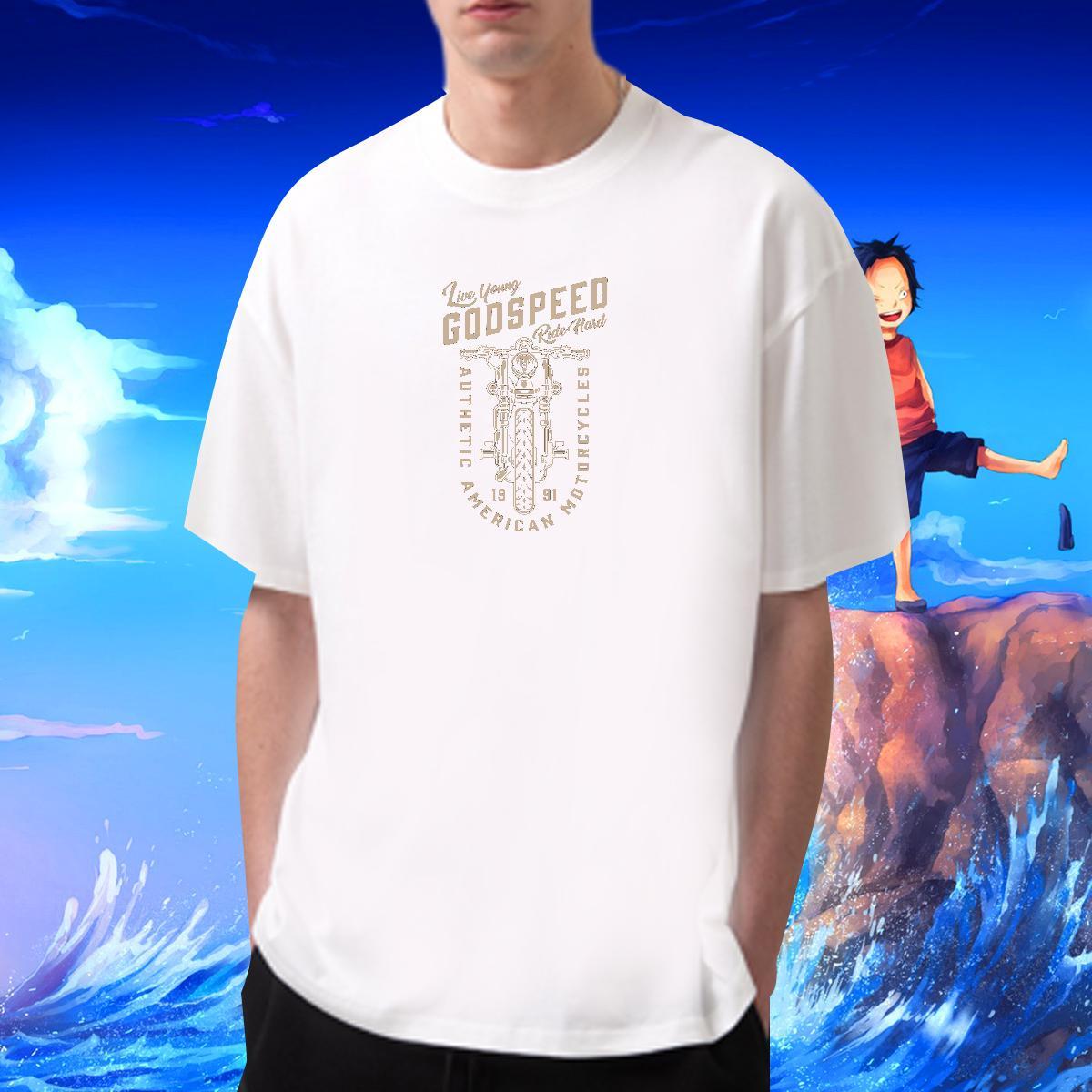 Factory Direct T-Shirts for Men Motorcycle Tshirts 230g 100% Cotton Anime Printing Street Comfortable DIY Breathable Crew Neck Tshirt for Man Woman
