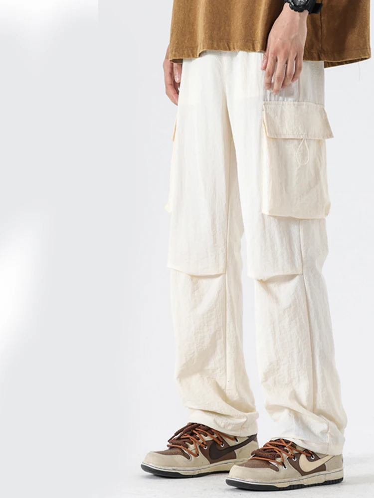 Men Plus Size 4XL Red Purple Gray Blue Summer Pants Male Casual Elastic Waist Lightweight Thin Comfortable Cargo Trousers 240806