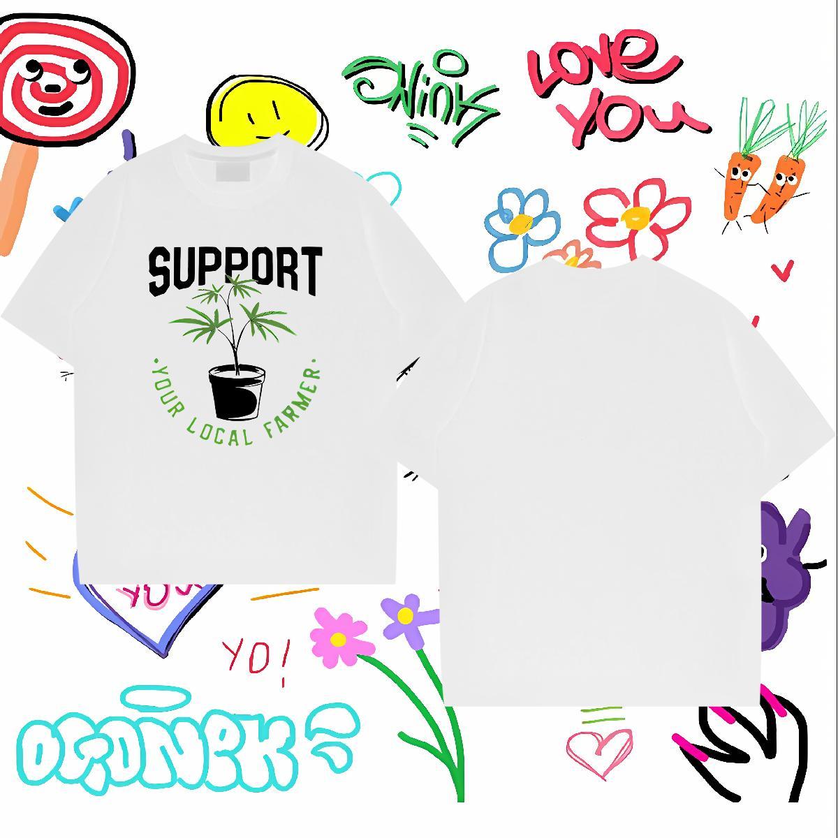 2024 T shirt letter Clothings 230g 100% Cotton Daily Wear TOP Quality Cartoon Printing L-4XL Short Sleeve Soft Tshirt for Man Woman