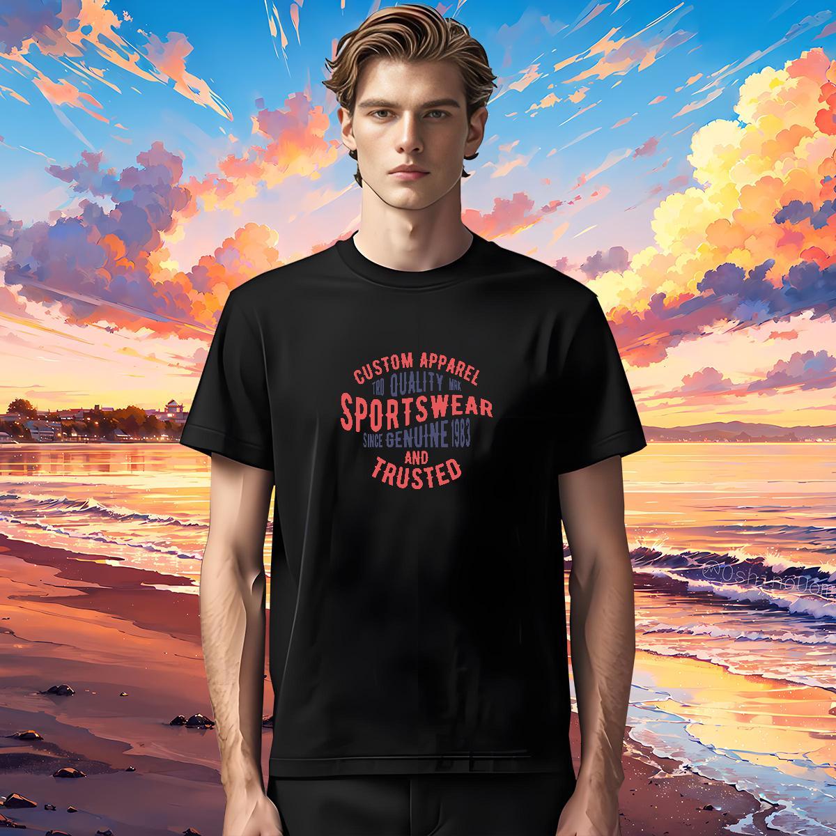Fashion Casual T-Shirts for Men letter Top Tees 230g Pure Cotton Street Free Shipping DIY Printed Short Sleeve Soft Men Tshirts