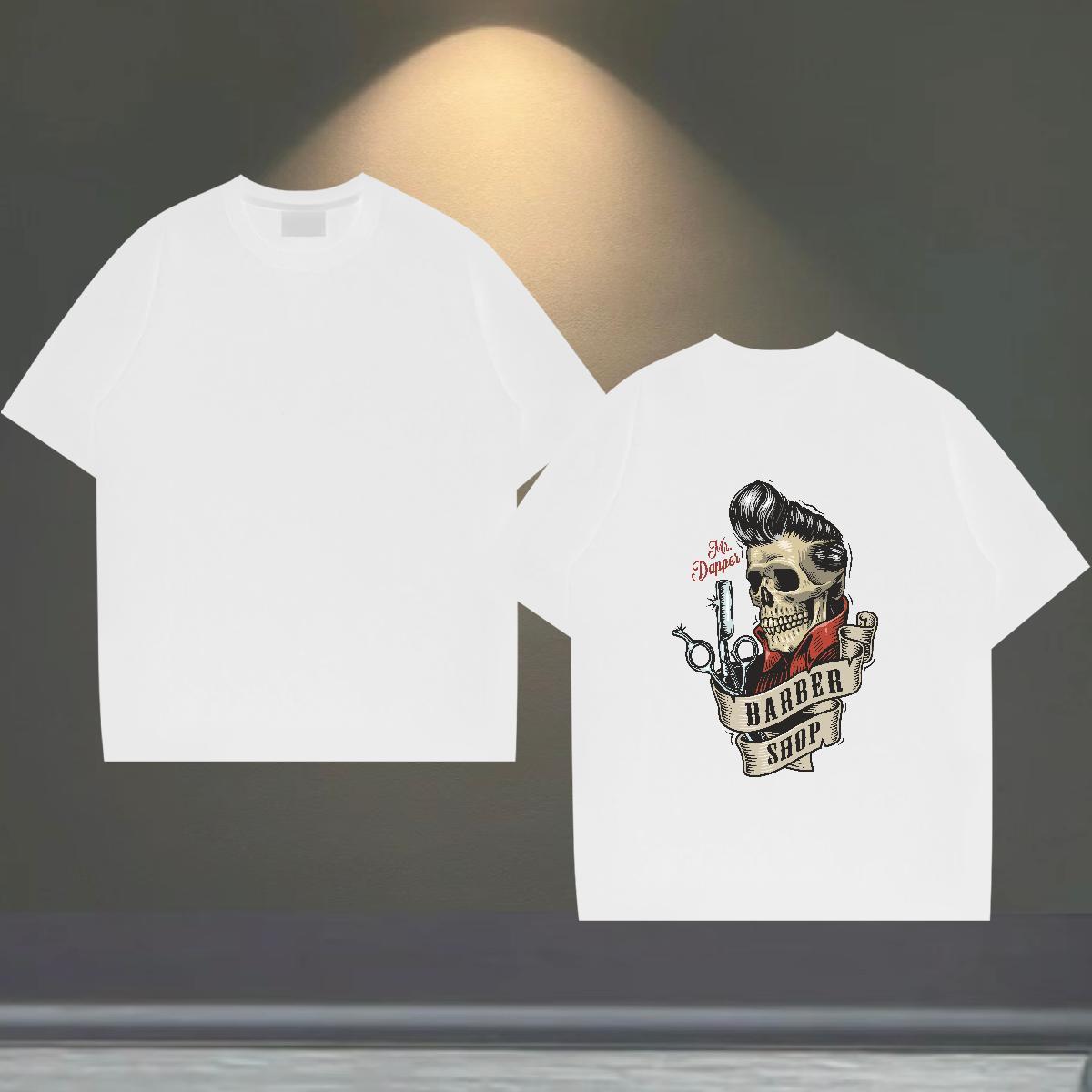 Fashion New Mens T Shirts skull Top Tees 230g Pure Cotton High Street Hip Hop Soft Plus Size Custom Short Sleeve Soft Men Clothes T-Shirt