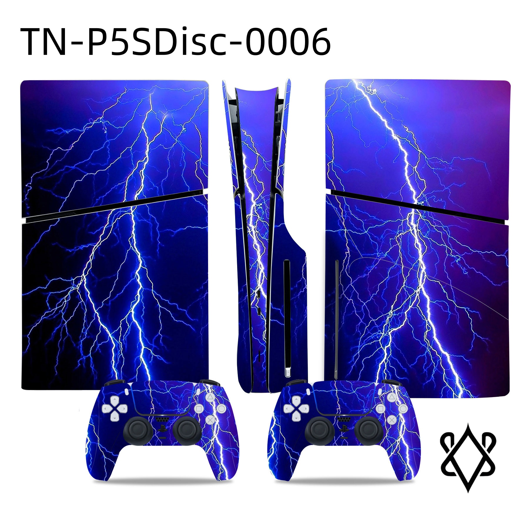 Anti-Scratch Colorful Dazzling Skin Sticker For PS5 Slim Disc Controller Console PlayStation 5 Console Two DualSense Wireless Controllers (Slim)