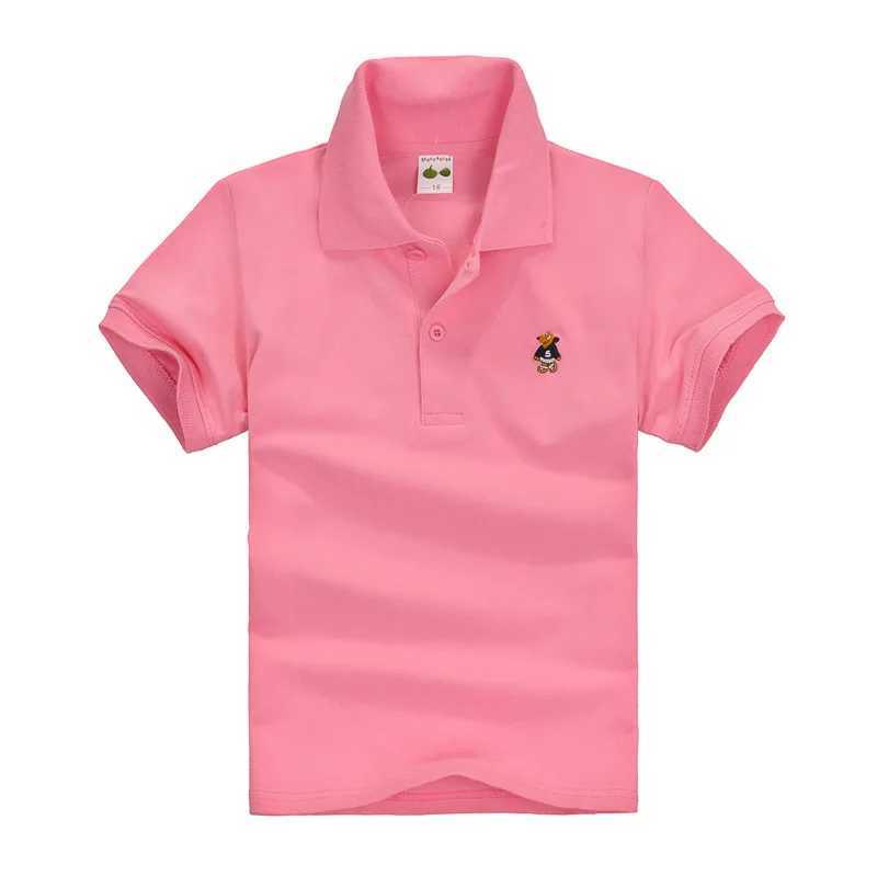 Jumping Meters Youth Polo Shirt Spring Boys Short Sleeve Solid Color All Cotton Collar Embroidered Button School Clothing W240806