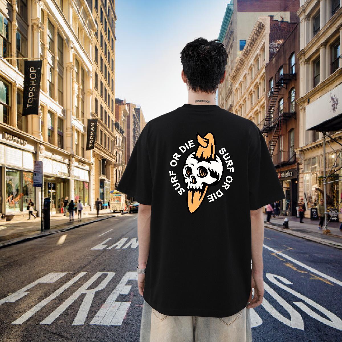 Free Shipping Men T Shirts skull Tshirts 100% Cotton 230g Street wear Hip Hop High Quality Graphic Round Neck Short Sleeve Tshirt for Man Woman