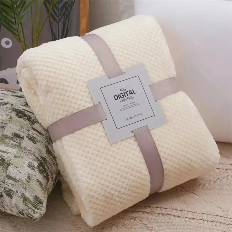 Blanket Blanke Japan Style Coral Fleece Blankets 300gsm Spring Summer Soft Fluffy Faux Fur Mink Throw Solid Sofa Cover Bedspread Plaid Blankets 240806