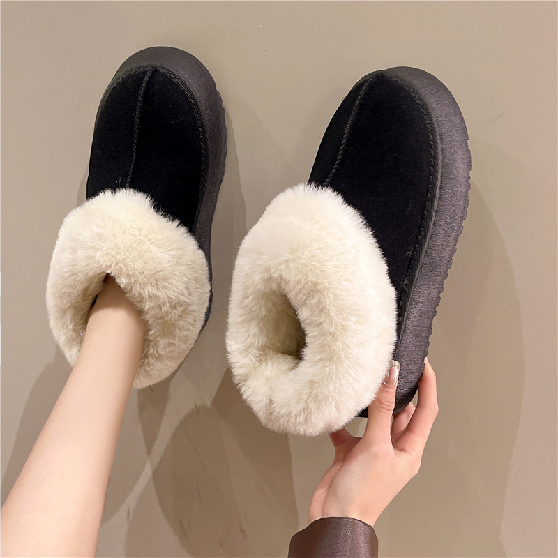 New 2024 Womens Thick Fashion Bottom Snow Boots Autumn Winter Plush Short Tube Indoor and Outdoor Large Size Cotton Shoes Wholesale Lhshoe