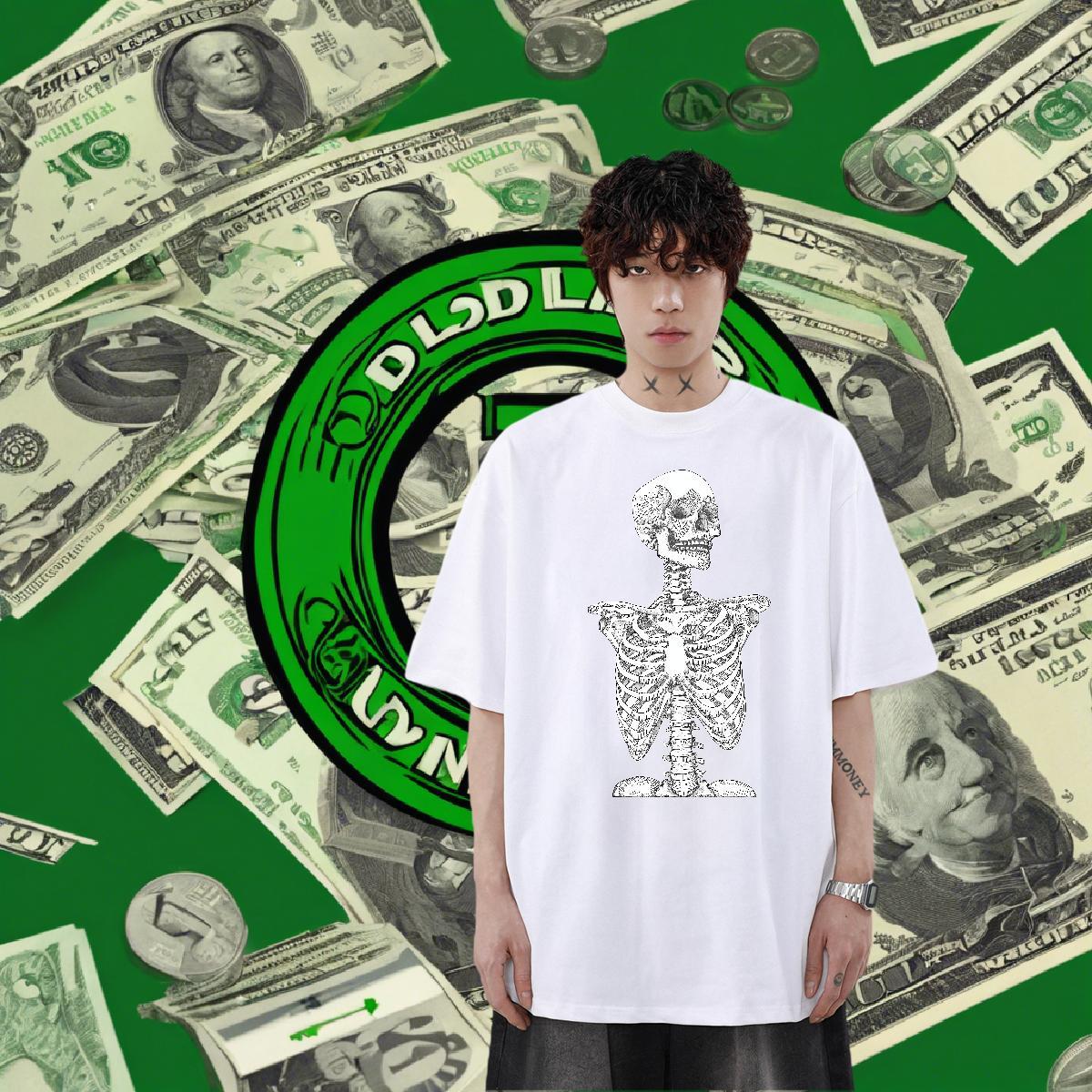 Classic Casual Men T Shirts skull Wear 230g Cotton Street Soft Custom Printed Pure Cotton Tshirts