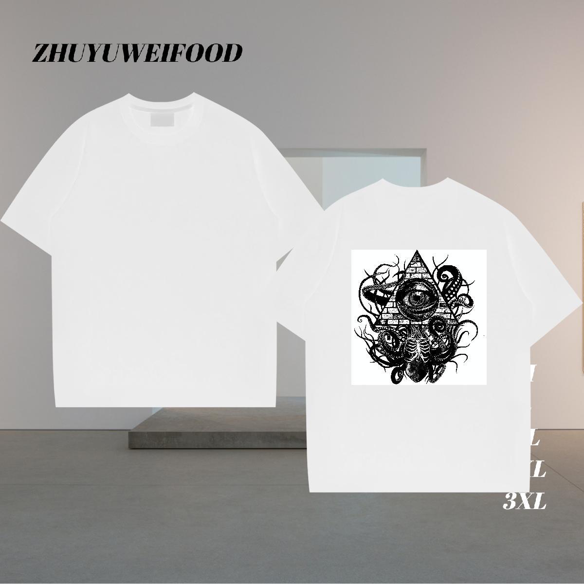 Wholesale Men T Shirts eye of the devil Tops 230g 100% Cotton Street wear Hip Hop Soft Custom Printed Breathable Soft Mens Tshirts