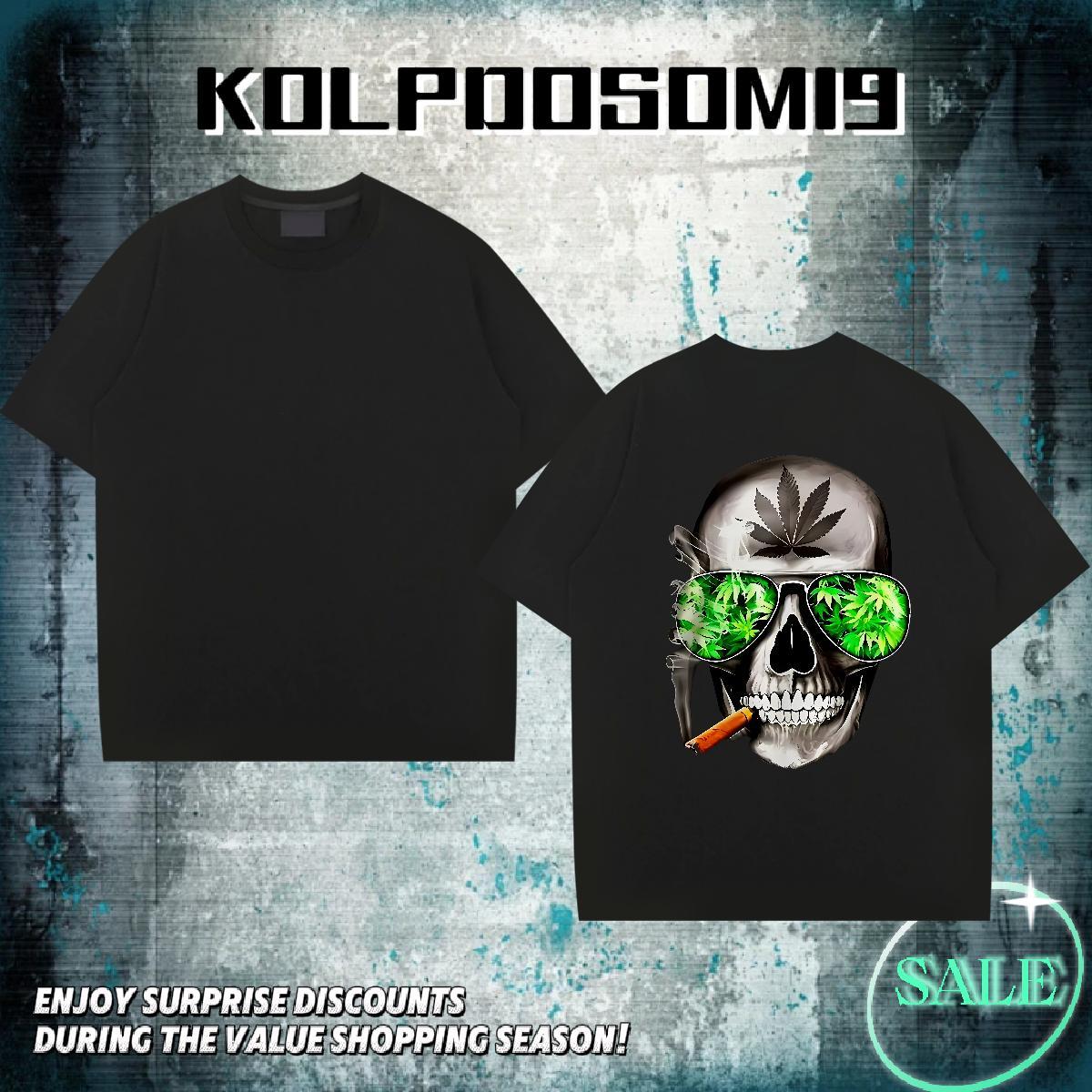 Fashion Men T Shirts skull Clothes 230g 100% Cotton Street Casual Brand Custom Big Size Breathable Short Sleeve Couples T Shirts