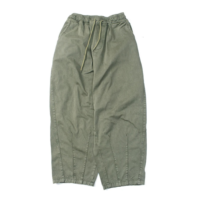Oversize Loose Straight Baggy Pants for Men American Vintage Casual Washed Soft Elastic Waist Drawstring Trousers 24ss Y2k Youth 240806