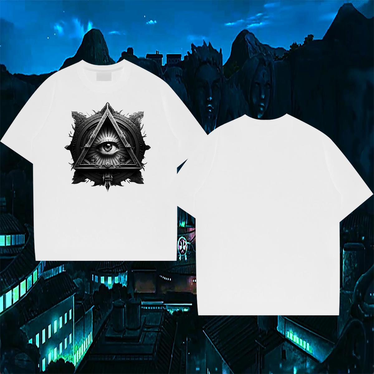 Fashion New Mens T Shirts eye of the devil Tops Tees 230g 100% Cotton Hip Hop Brand Custom Cartoon Breathable Crew Neck Tshirt for Man Woman