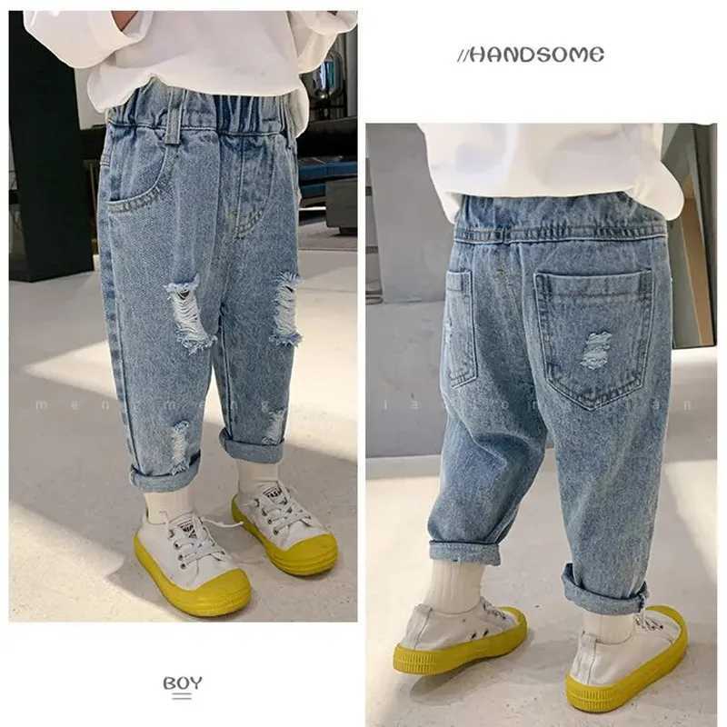 Jeans Spring and Autumn Childrens Pants Boys Ripped Jeans Thin Summer Baby Pants Childrens Clothing Childrens Trousers