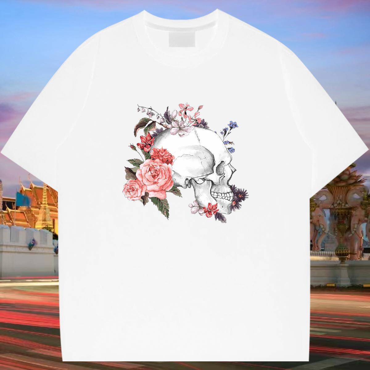 Designer Fashion Mens T Shirts flower Tops Shirt 230g Cotton Outdoor Wholesale Customized Print O-Neck Short Sleeve Men Clothes T-Shirt