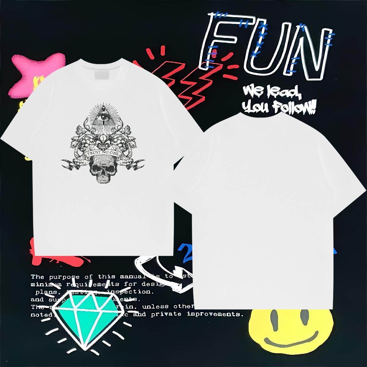 Designer Fashion Man T Shirts skull Wear 230g Pure Cotton Street Wear Cool DIY O Neck Short Sleeves Men Clothes T-Shirt