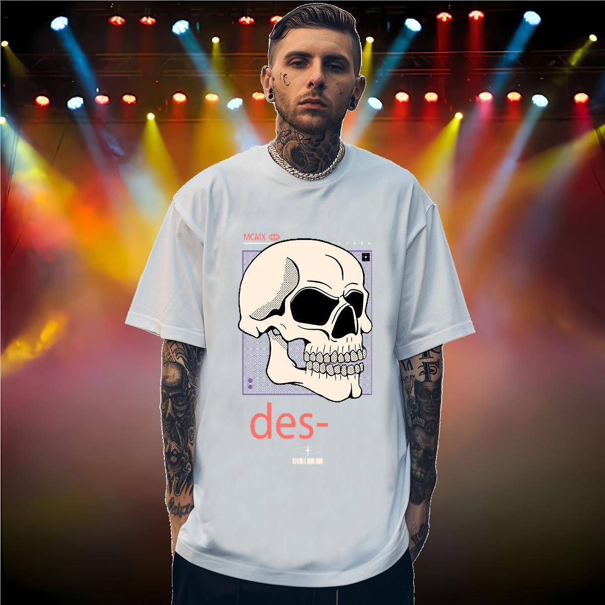 Fashion Design T-Shirts skull Tops 230g Cotton Outdoor TOP Quality DIY Logo Oversized Breathable Soft Men Tops Tees