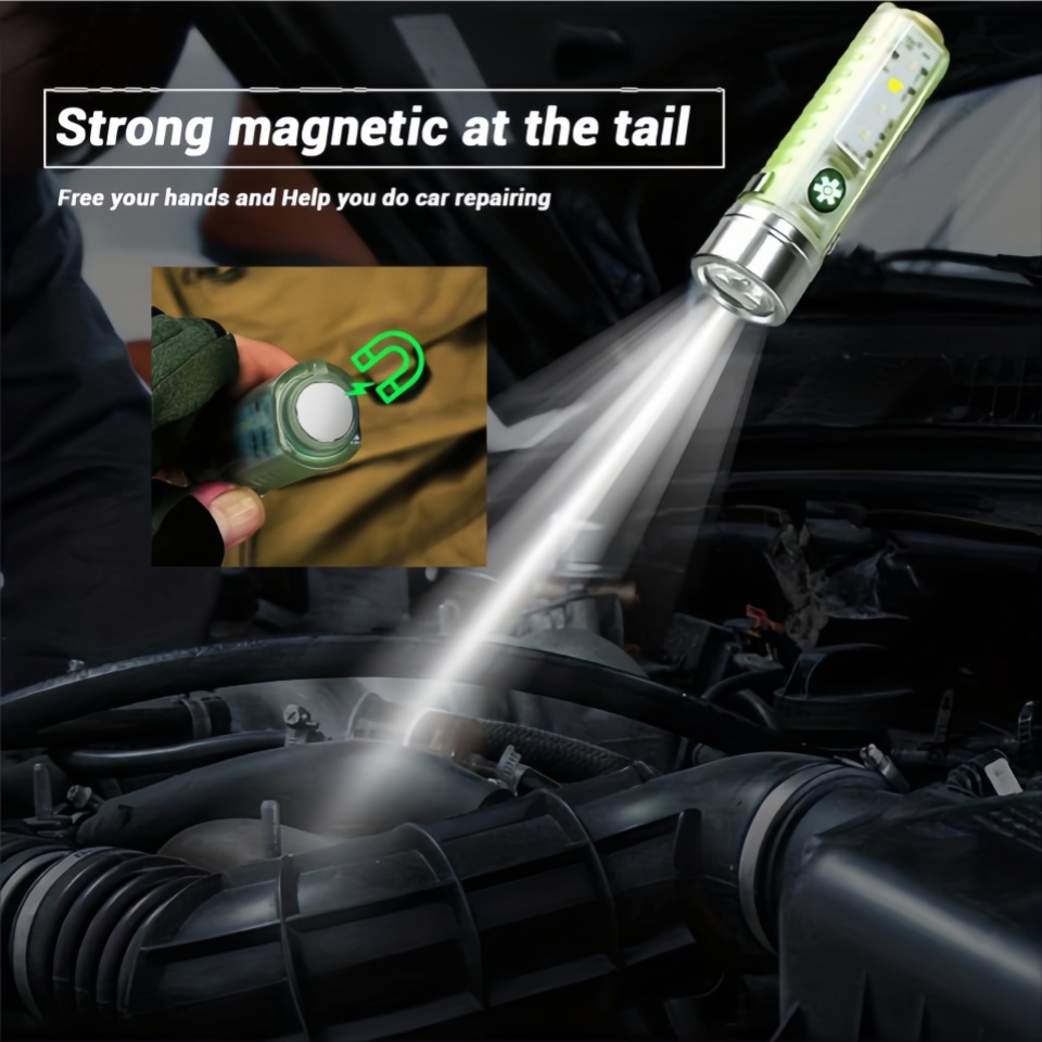 High Energy Telescopic White LED Flashlight - Compact & Efficient Night Time Emergency Lighting Tool with TYPE C Charging