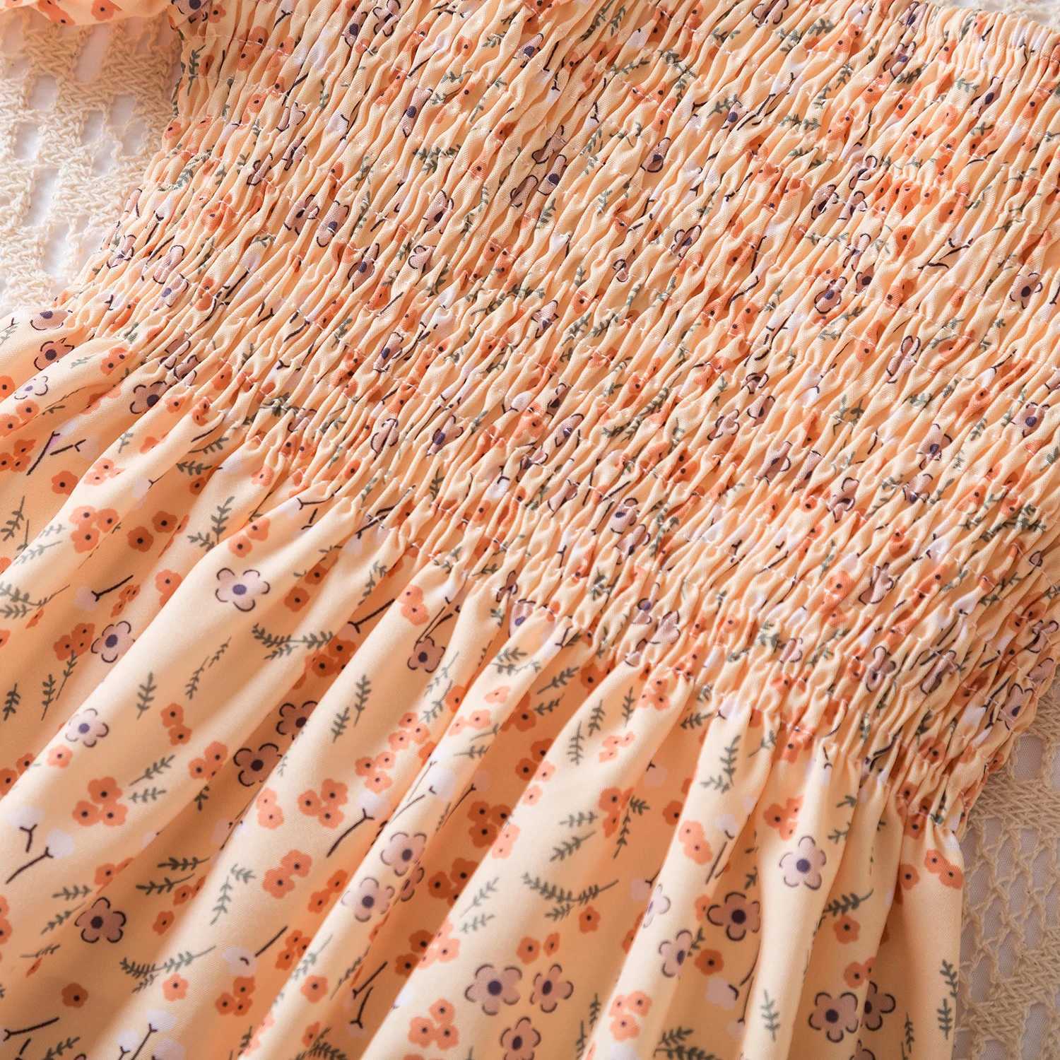 New Sweet Girl Dress Puff Sleeve Printed Princess Party Dress 2024 Summer Flower Dress Childrens Birthday Dress 2-6 Years OldW240720