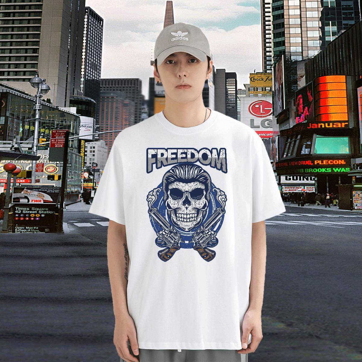 Factory Direct T-Shirts for Men skull Tees 230g 100% Cotton Sport Comfortable Skull Round Neck Short Sleeve Men Tees
