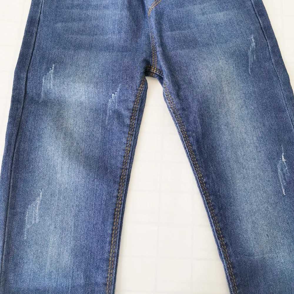 Jeans Kids Slim Jeans Teens Boy Casual Trousers Child Elastic Waist Pants 4-11 Years Fashion Solid Color Straight Denim Pants