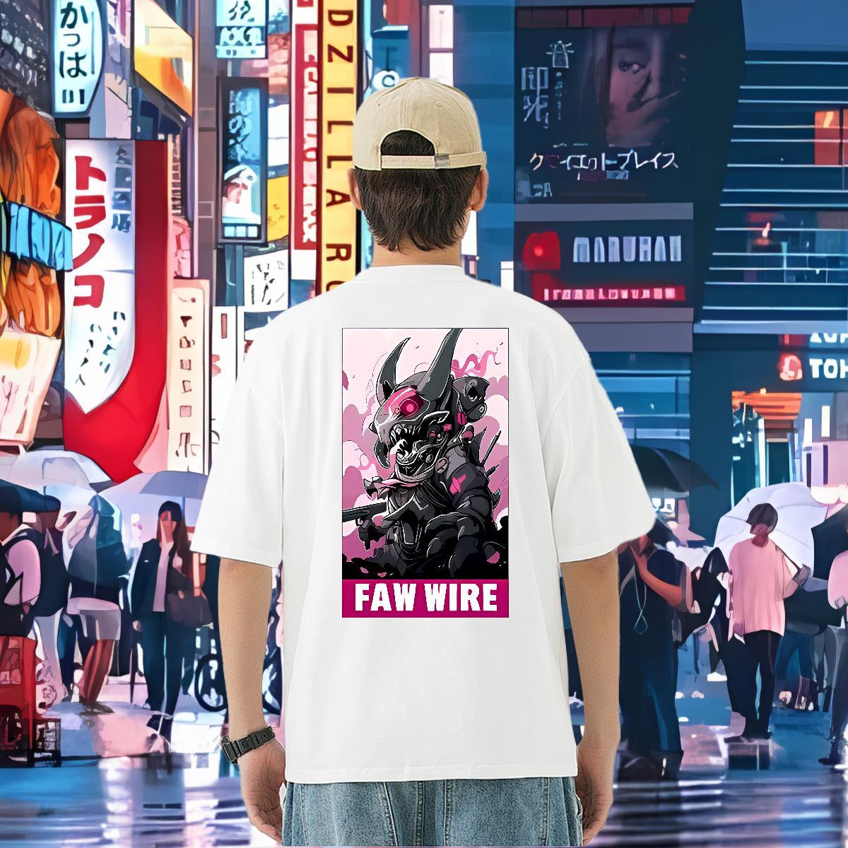 Wholesale T shirt robot Tee Shirt 230g 100% Cotton Anime Printing Street Brand Plus Size Cartoon Crew Neck Breathable Tshirts