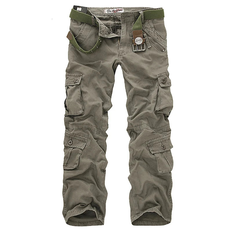 High Quality Mens Cargo Pants Casual Loose Multi Pocket Cotton Long Trousers for Men Camo Joggers Plus Size 2840 240806