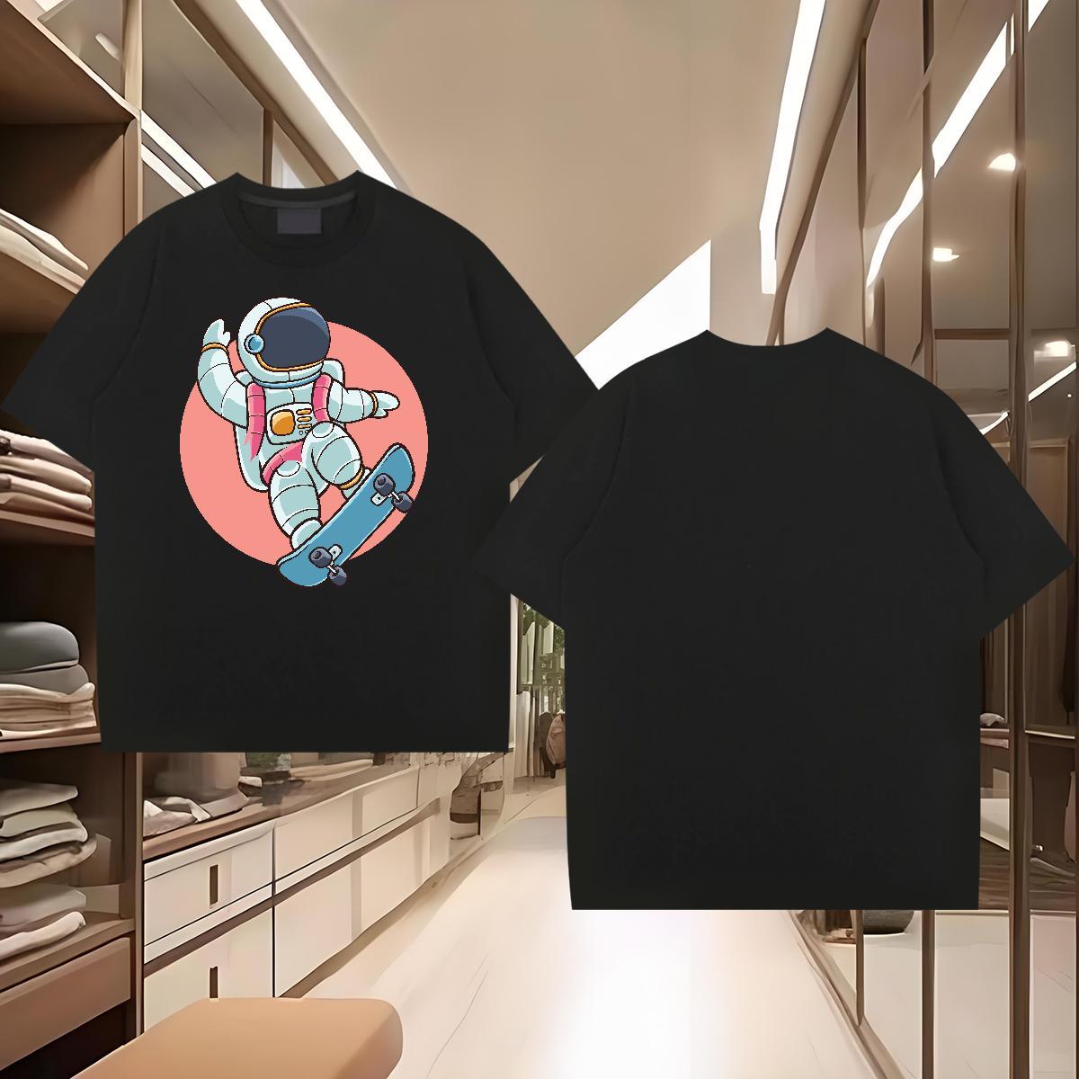 Fashion Casual T Shirts Men spaceman Clothes 230g 100% Cotton Street wear Hip Hop Cool Custom Big Size Breathable Short Sleeve Men Clothes T-Shirt
