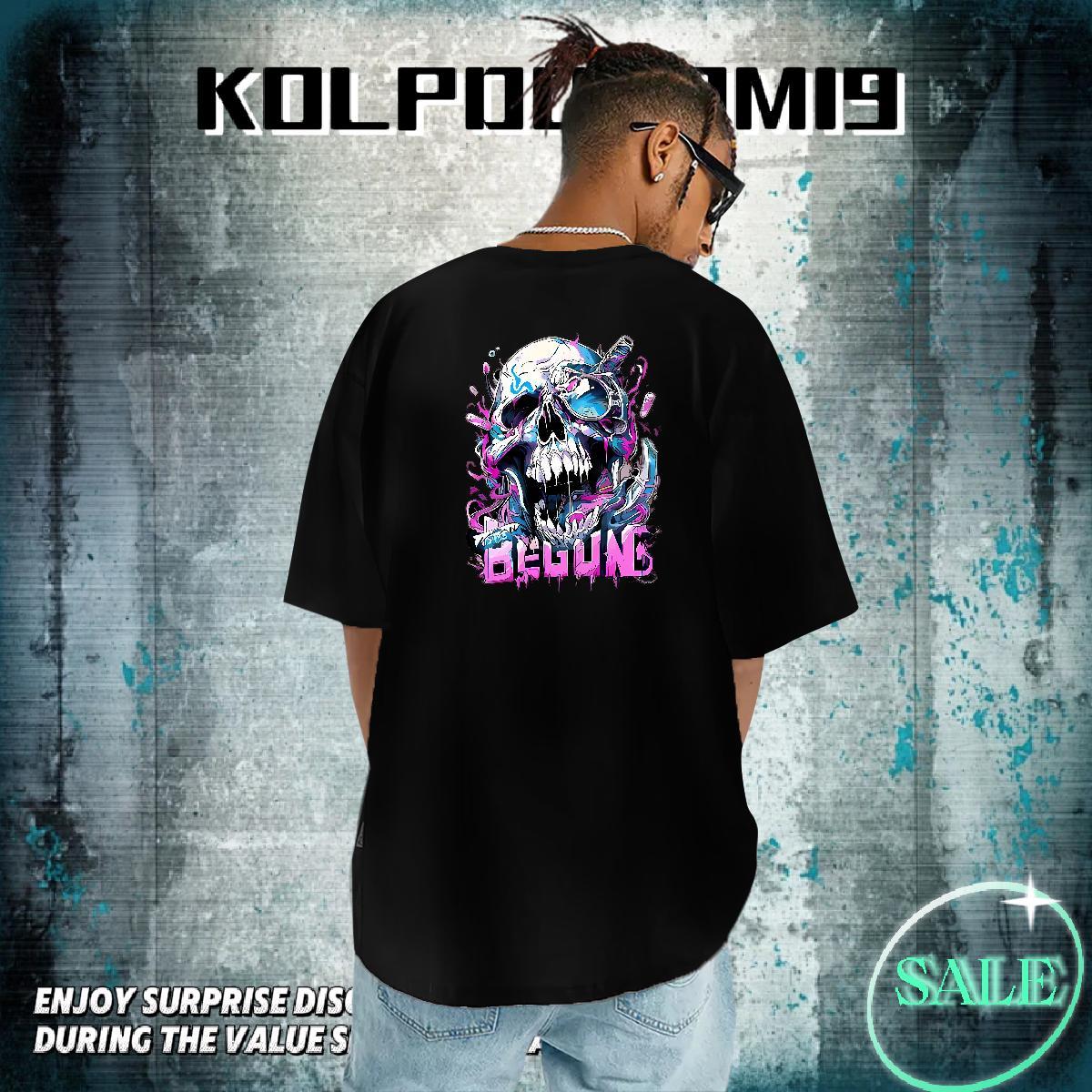 Stylist T Shirt For Man skull Tee Shirt 230g 100% Cotton Sport Unisex DIY Printed Short Sleeve O-Neck Tshirts