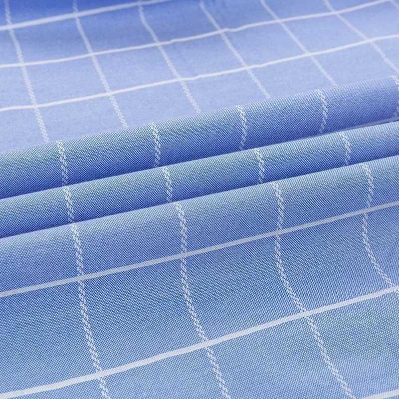 Oxford Men Fashion 100% Cotton Thin Long Sleeve Casual Slim Solid Color Plaid Print Stripe Formal Dress Shirt Plus 7XL 6XLM240807