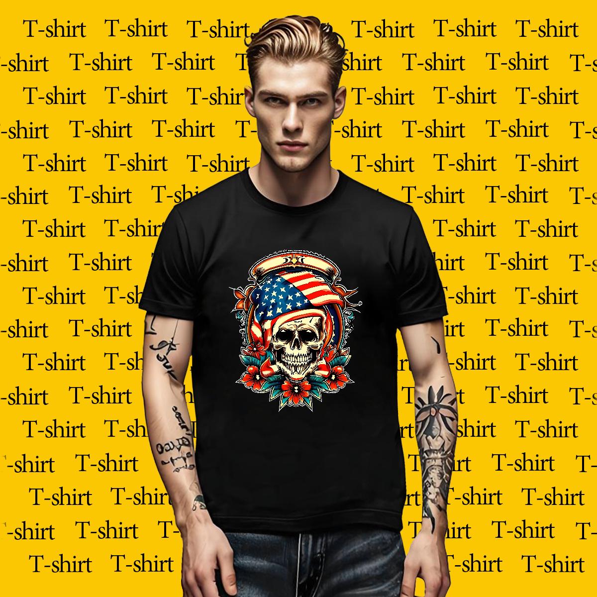 Comfortable T Shirts Men DarkSister 230g Pure Cotton Street Breathable Short Sleeve Men Tees Fashion Design Skull Wear